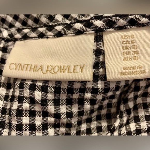 Cynthia Rowley Cotton/Linen Blend Black & White Gingham Dress Size 6 - Picture 3 of 7